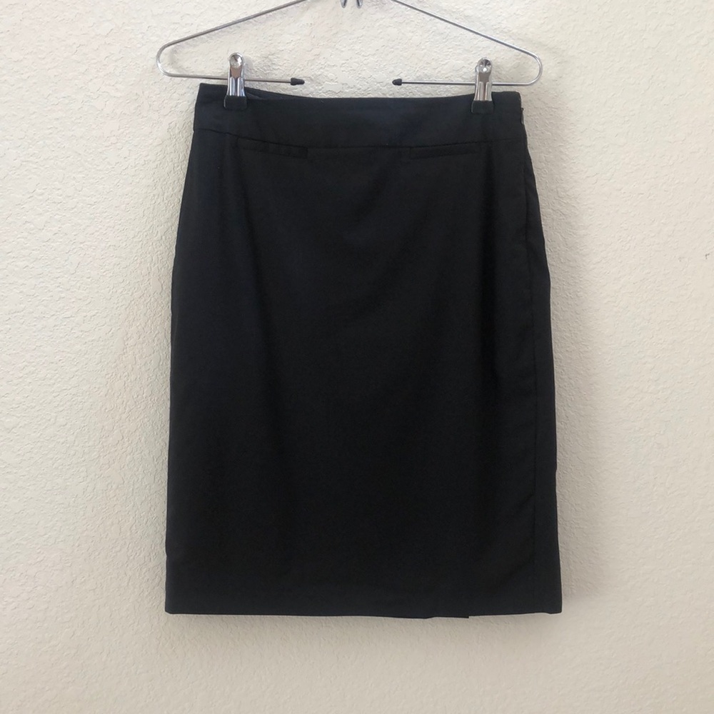 Banana Republic Petite Black Faux Pocket Midi Skirt Size 0